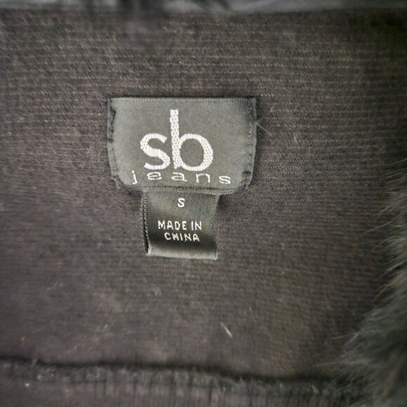 SB Jeans-NWOT Women's Black Rabbit Fur Corduroy Jacket size Small - Picture 8 of 9